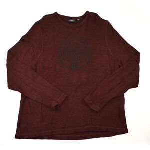 Harley Davidson Men Long Sleeve Crew Neck Sweater Burgundy Heathered MC Logo 2XL